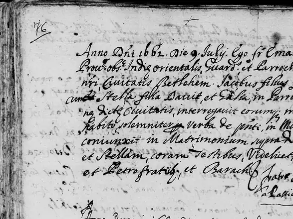 Handwritten page from a Latin parish register