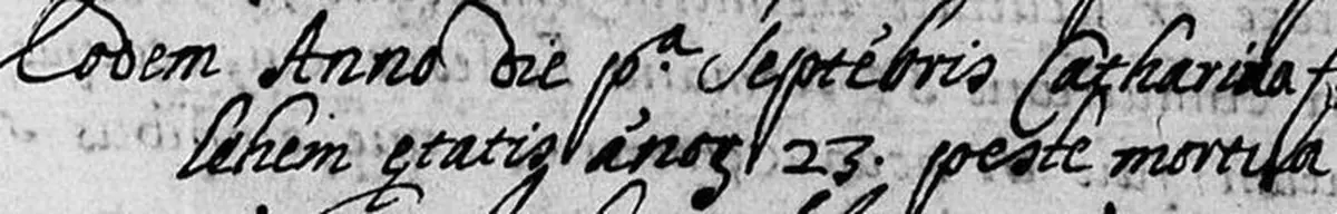 The first two lines of Catharina’s record, enlarged